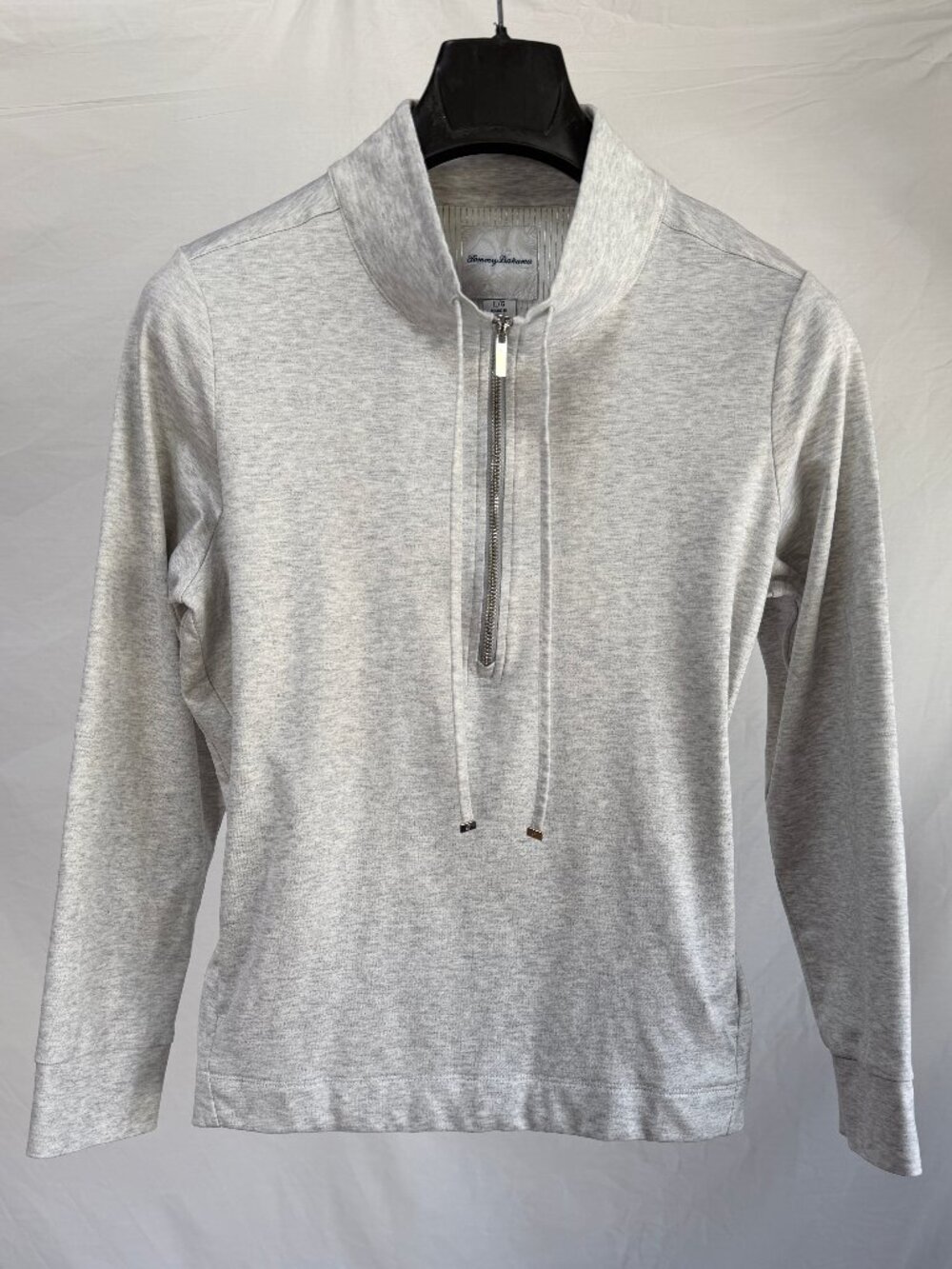 TOMMY BAHAMA Martinique Half Zip Womens Size L Heather Gray Pima Pullover